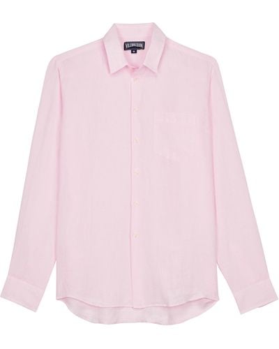 Vilebrequin Einfarbiges Hemd Aus Leinen Für Herren - Pink