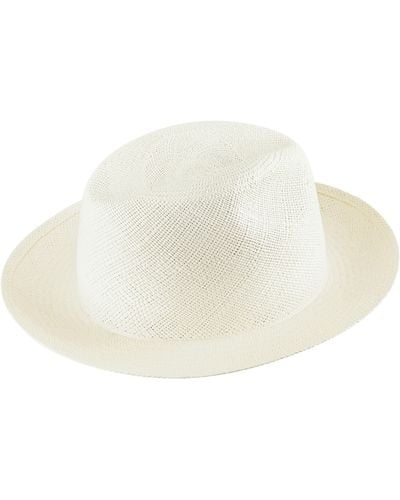 Vilebrequin Natural Straw Panama Hat Solid - White