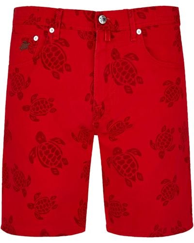 Vilebrequin 5-pockets Bermuda Shorts Resin Print Ronde Des Tortues - Red