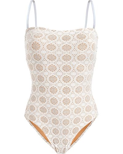 Vilebrequin Bustier One-piece Swimsuit Broderies Anglaises - White