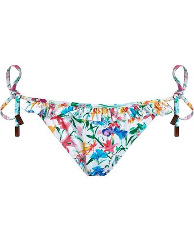 Vilebrequin Mini slip bikini donna con volant happy flowers - costume da bagno - florly - Blu