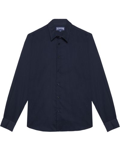 Vilebrequin Cotton Voile Lightweight Shirt Solid - Blue