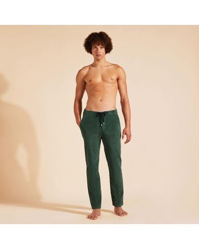Vilebrequin Large Lines Corduroy Jogger Trousers Vintage - Green