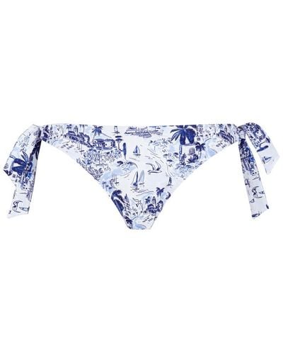 Vilebrequin Slip Bikini Donna Con Laccetti Laterali Riviera - Blu
