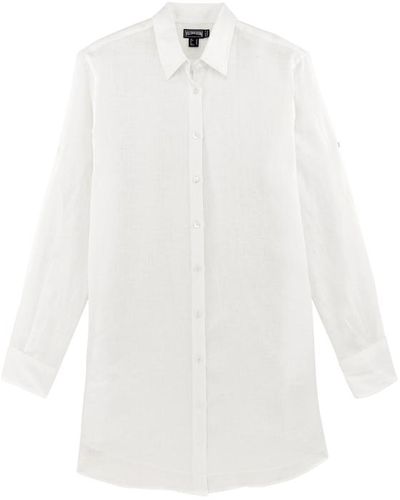 Vilebrequin Robe chemise en lin femme unie - fragance - Blanc