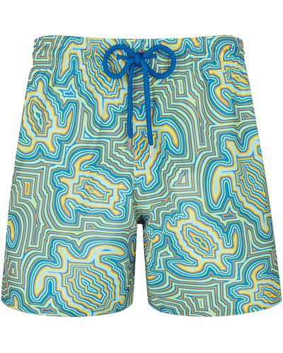 Vilebrequin Swim Shorts Ultra-light And Packable Tortues Hypnotiques - Blue