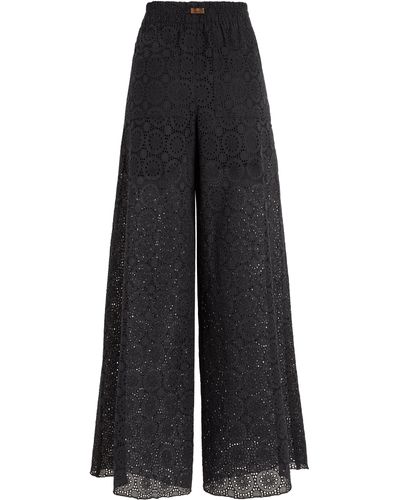 Vilebrequin Cotton Pants Broderies Anglaises - Black