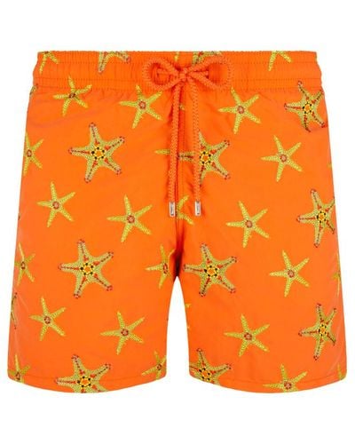 Vilebrequin Pantaloncini mare uomo ricamati starfish dance - edizione limitata - costume da bagno - mistral - Arancione