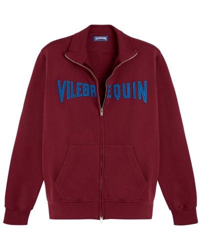 Vilebrequin Felpa uomo con zip frontale e logo ricamato velvet - felpa - roux - Rosso