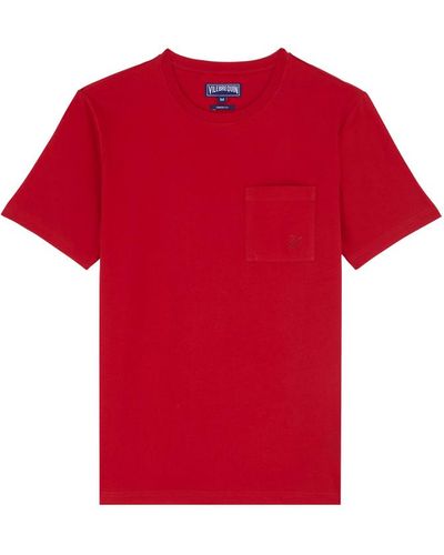 Vilebrequin T-shirt en coton organique homme uni - titan - Rouge