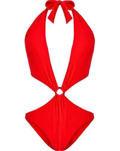 Vilebrequin Costume intero trikini donna jacquard vichy - costume da bagno - fresh - Rosso