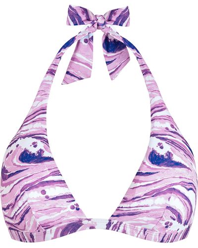 Vilebrequin Halter Bikini Top Wave - Purple