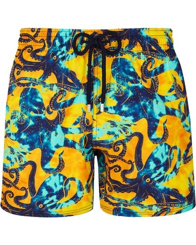 Vilebrequin Stretch Short Swim Trunks Poulpes Tie And Dye - Blue
