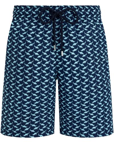 Vilebrequin Long Swim Shorts Net Sharks - Blue