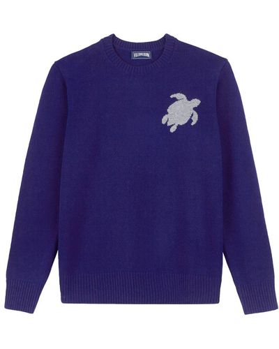 Vilebrequin Pullover en laine et cachemire ras-du-cou homme tortue - rayol - Bleu