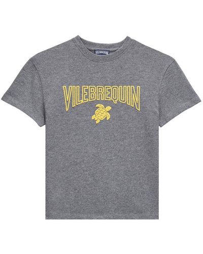 Vilebrequin T-shirt en coton garçon logo flocké - gabin - Gris