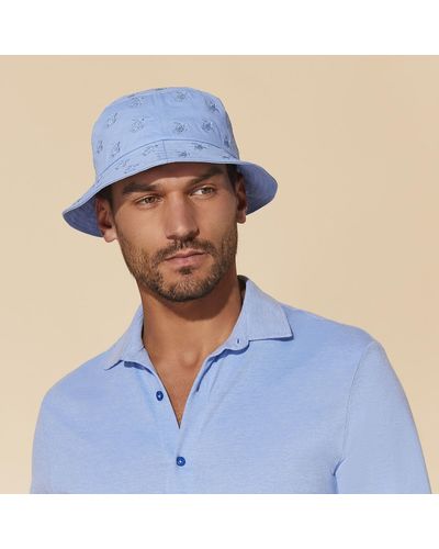 Vilebrequin Embroidered Bucket Hat Turtles All Over - Blue