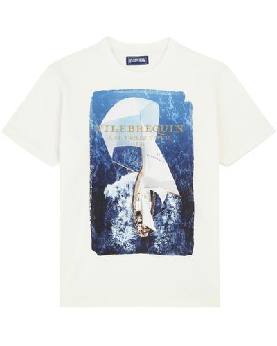 Vilebrequin T-shirt uomo in cotone sailing boat from the sky - t-shirt - portisol - Blu