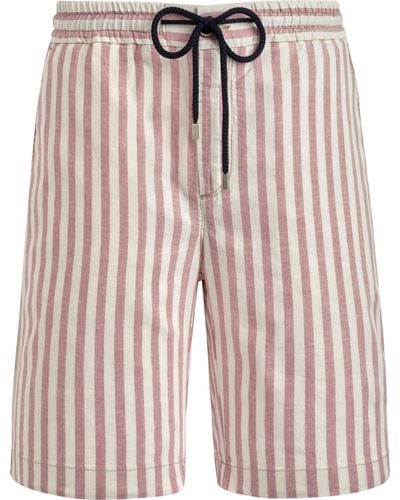 Vilebrequin Striped Cotton Linen Bermuda Shorts - Pink