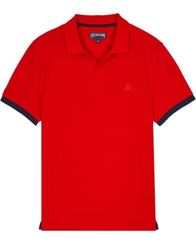 Vilebrequin Cotton Pique Polo Shirt Solid - Red