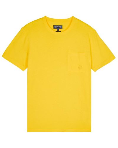 Vilebrequin T-shirt uomo in cotone biologico tinta unita - t-shirt - titus - Giallo