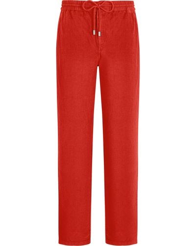 Vilebrequin Linen Pants Solid - Red