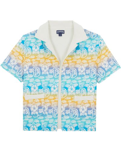 Vilebrequin Tahiti Turtles Bowling-hemd Aus Baumwolle Für Jungen - Blau