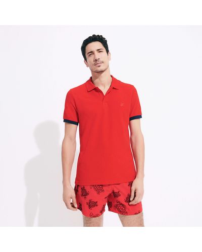 Vilebrequin Cotton Pique Polo Shirt Solid - Red