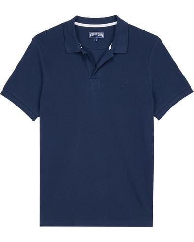 Vilebrequin Organic Cotton Pique Polo Shirt Solid - Blue