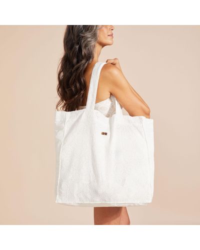 Vilebrequin Cotton Beach Bag Broderies Anglaises - White