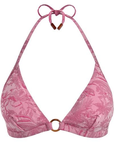Vilebrequin Halter Bikini Top Jacquard Floral - Pink