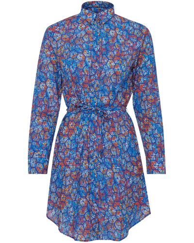 Vilebrequin Carapaces Multicolores Hemdkleid Aus Baumwollvoile Für Damen - Blau