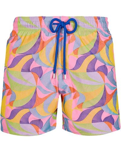 Vilebrequin Swim Trunks Embroidered 1984 Invisible Fish - Pink