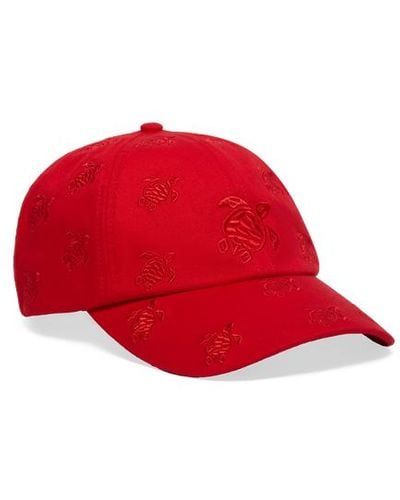 Vilebrequin Casquette brodée unisexe tortue all over - castle - Rouge