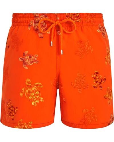 Vilebrequin Swim Shorts Embroidered Tortue Multicolore - Orange