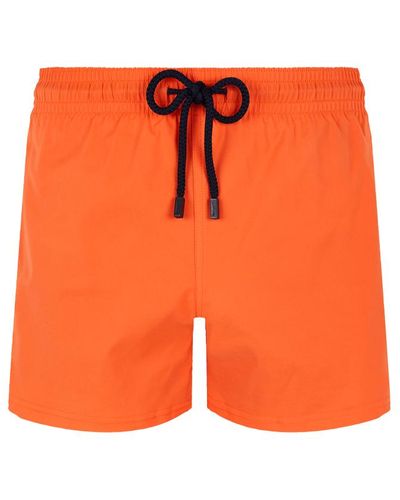 Vilebrequin Costume Da Bagno Corto Uomo Stretch E Aderente A Tinta Unita - Arancione