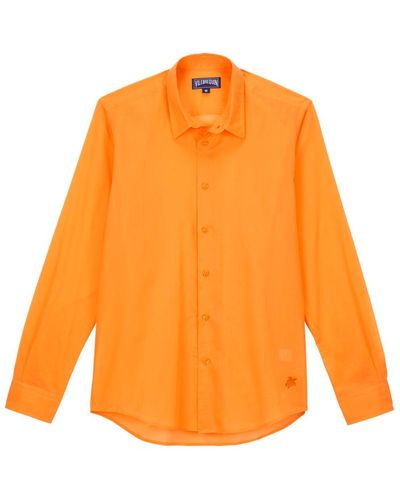 Vilebrequin Camicia unisex leggera in voile di cotone tinta unita - camicia - caracal - Arancione