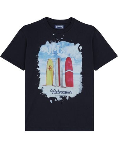 Vilebrequin Surf's Up Baumwoll-t-shirt Für Herren - Schwarz