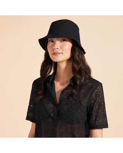 Vilebrequin Cotton Bucket Hat Broderies Anglaises - Black
