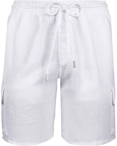 Vilebrequin Linen Bermuda Shorts Cargo Pockets - White