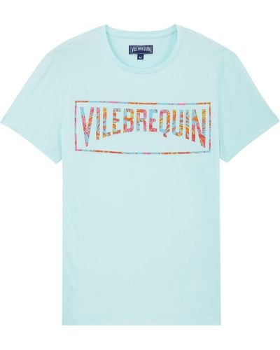 Vilebrequin Organic Cotton T-shirt Tahiti Flowers - Blue