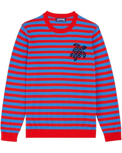 Vilebrequin Crewneck Striped Cotton Sweater - Red