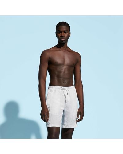 Vilebrequin Linen Bermuda Shorts Cargo Pockets - White