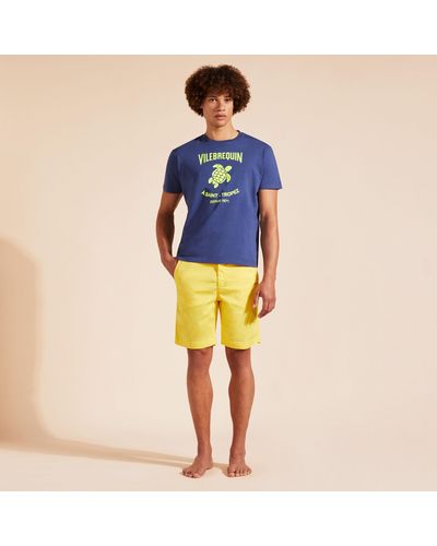 Vilebrequin Cotton T-shirt Printed Turtle Logo - Blue