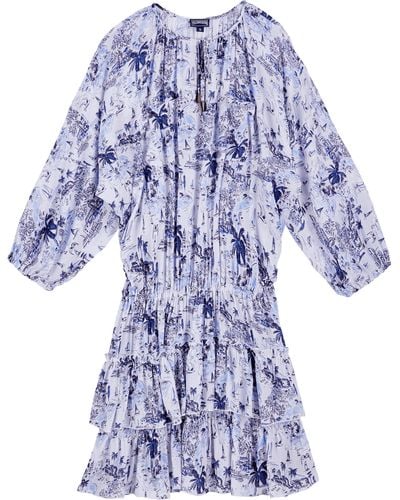 Vilebrequin Ruffles Cotton Dress Riviera - Blue