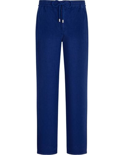 Vilebrequin Linen Pants Solid - Blue