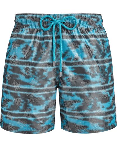 Vilebrequin Silk Swim Shorts Zebra Stripes - Blue