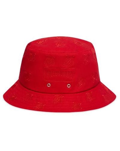Vilebrequin Embroidered bucket hat turtles all over - berretto - boom - Rosso