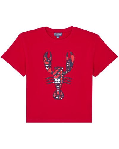 Vilebrequin T-shirt oversize en coton organique garçon graphic lobsters - tarick - Rouge