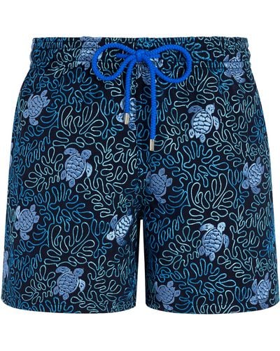 Vilebrequin Swim Trunks Embroidered Splash - Blue